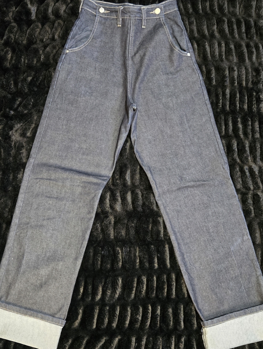 High-Rise Wide Leg Dark Denim Moto Jeans
